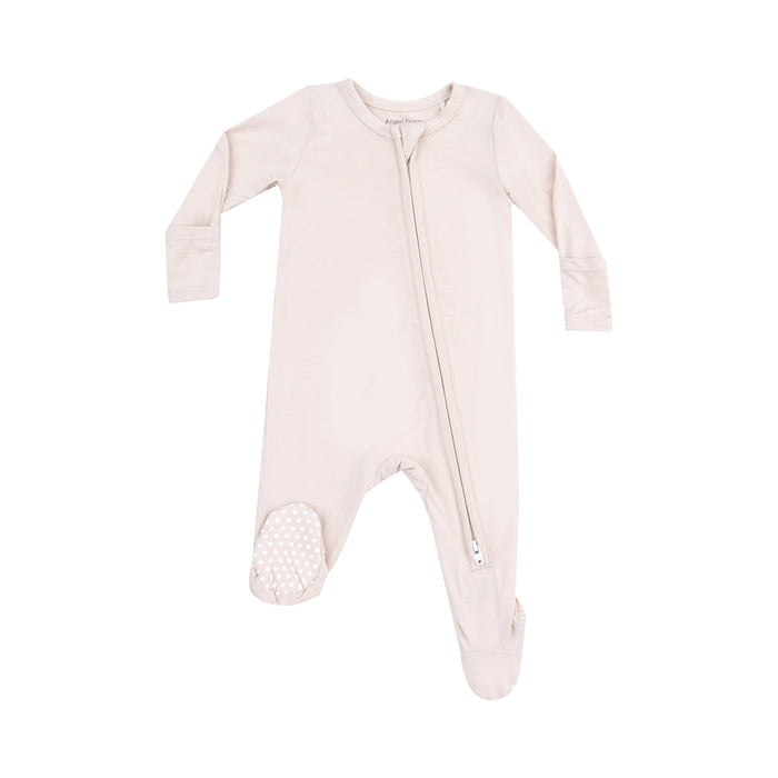 2 Way Zipper Footie - Solid Sandshell