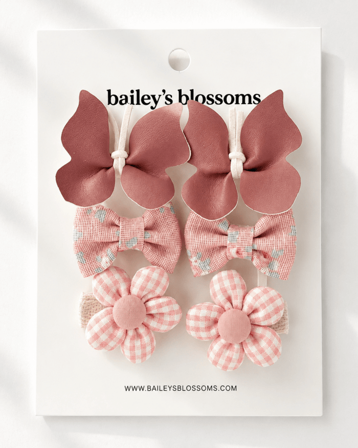 6-Piece Hair Clip Set -  Petal Pink