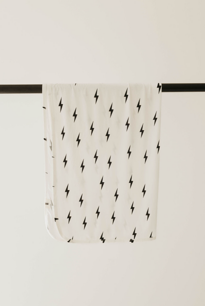 Bamboo Swaddle | White & Black Lightning Bolt