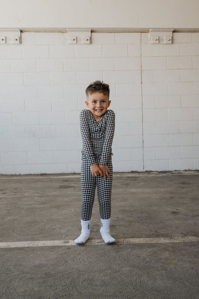 Bamboo Two Piece Pajamas | Black Gingham