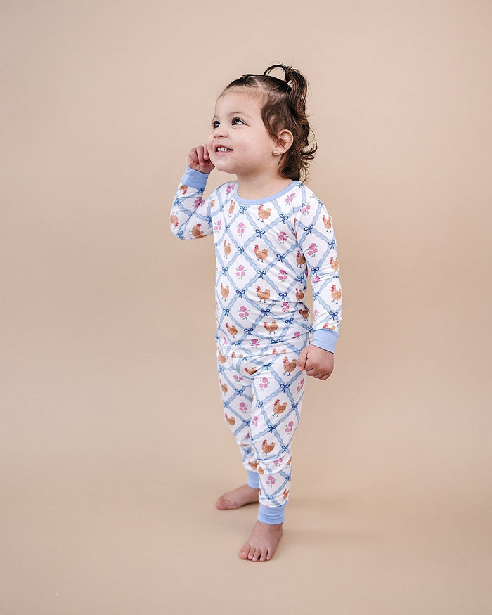 Bamboo Two Piece Set | Chickens & Flowers