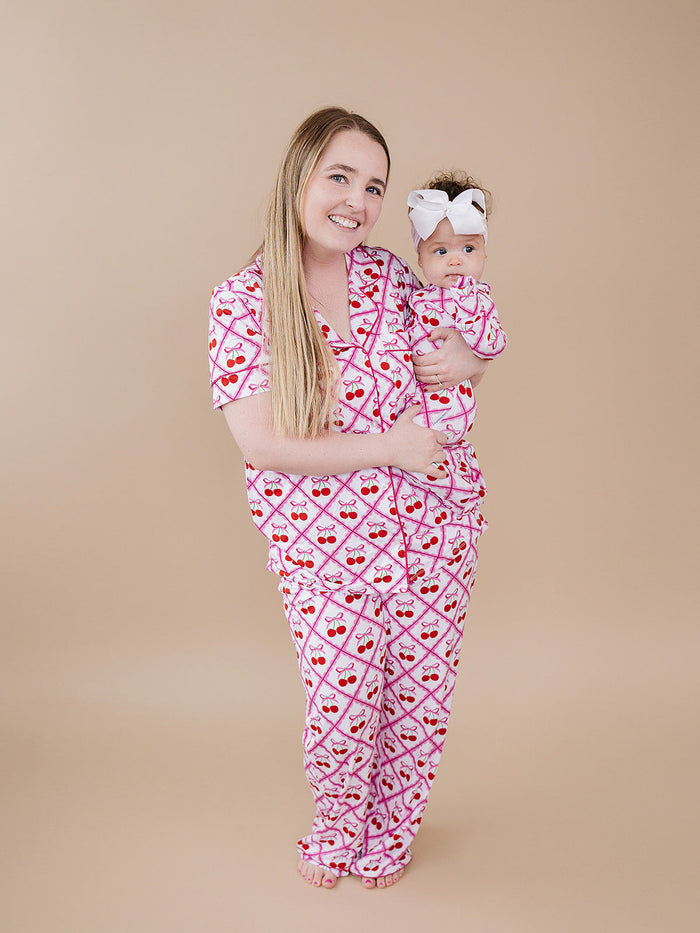 Bamboo Women's Button Up Set | Cherry Bow