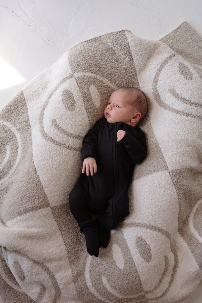 Bamboo Zip Pajamas | Ribbed Black