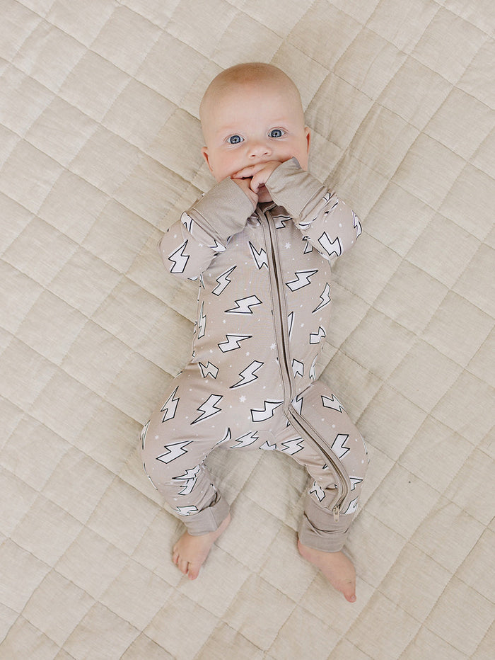 Bamboo Zip Romper | Latte Bolts