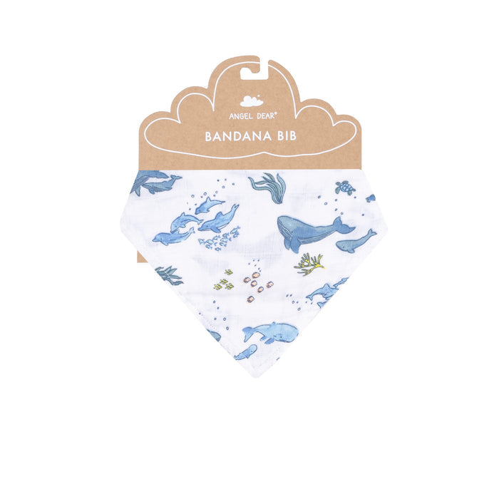 Bandana Bib - Watercolor Blue Whales