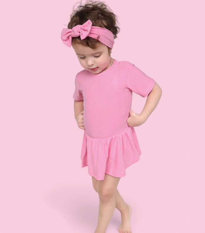 BELLA PINK RIB DREAM BODYSUIT DRESS