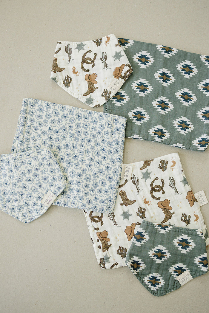 Blue Blossom Classic Muslin Bib