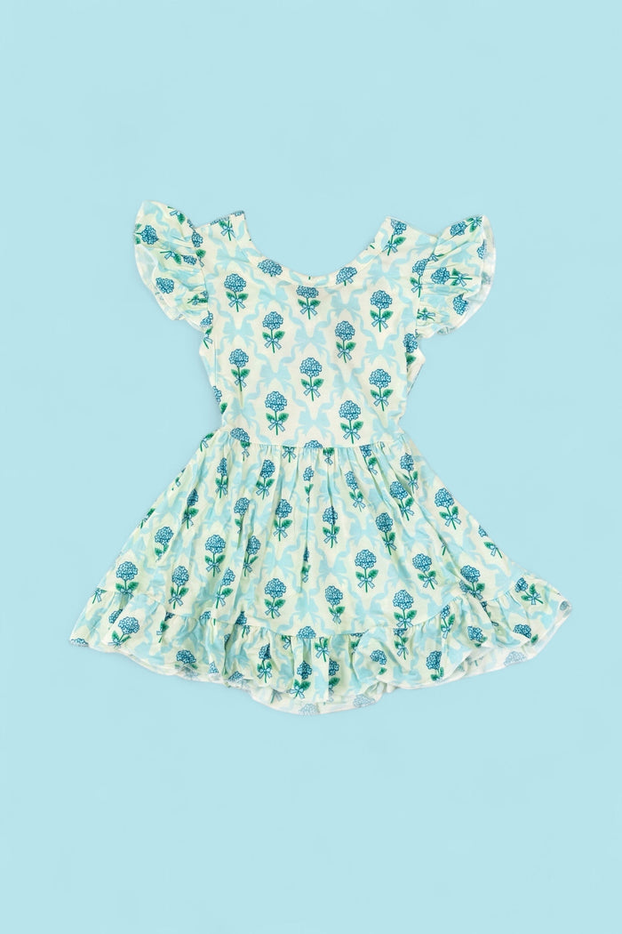 BLUE RIBBON BLOOMS DREAM TIE BACK RUFFLE DRESS