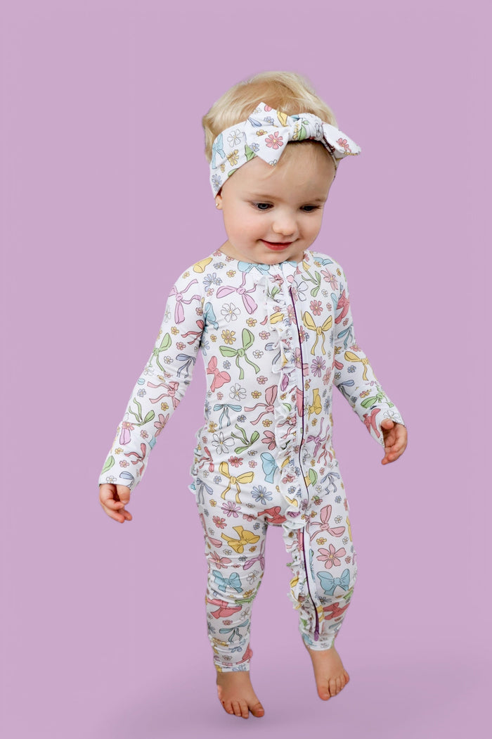 BOW GARDEN DREAM RUFFLE ROMPER