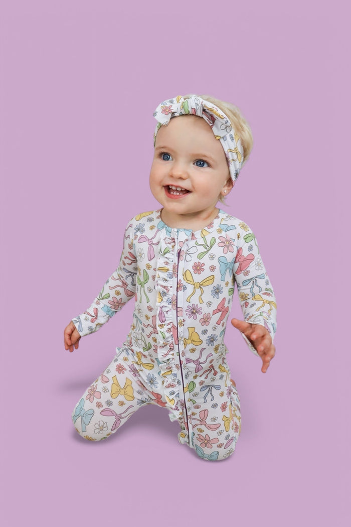 BOW GARDEN DREAM RUFFLE ROMPER