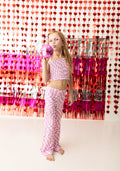 BUBBLEGUM WAVY CHECKERS DREAM SMOCKED FLARE SET
