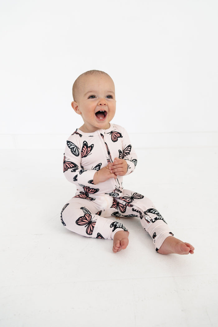 Butterfly Romper Bamboo Pajama Set
