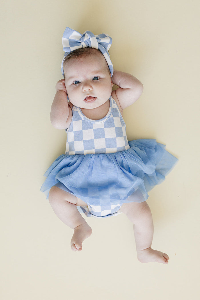 Checkered Headband | Blue