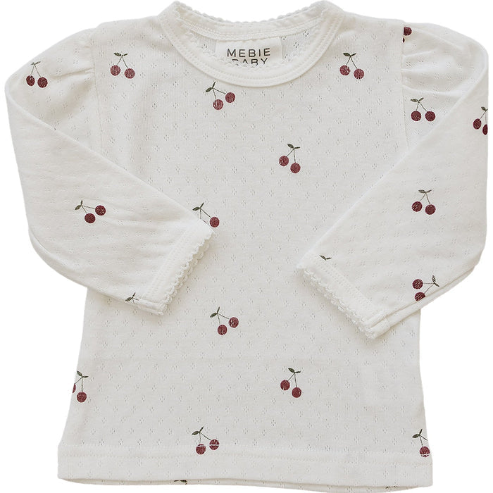 Cherry Pointelle Long Sleeve Tee