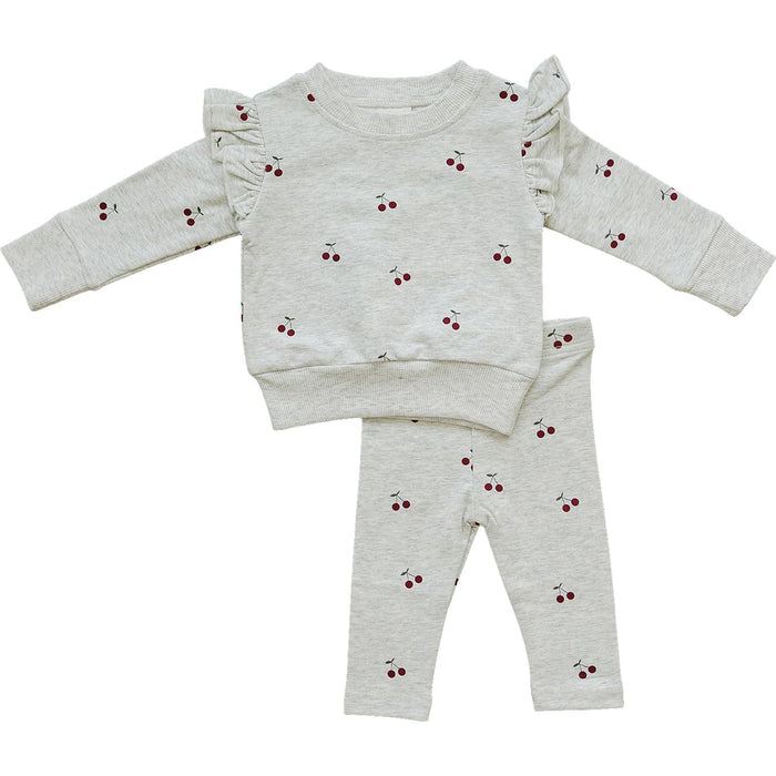 Cherry Ruffle French Terry Set