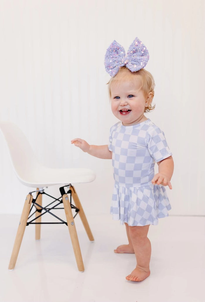 CLOUDY CHECKERS DREAM BODYSUIT DRESS