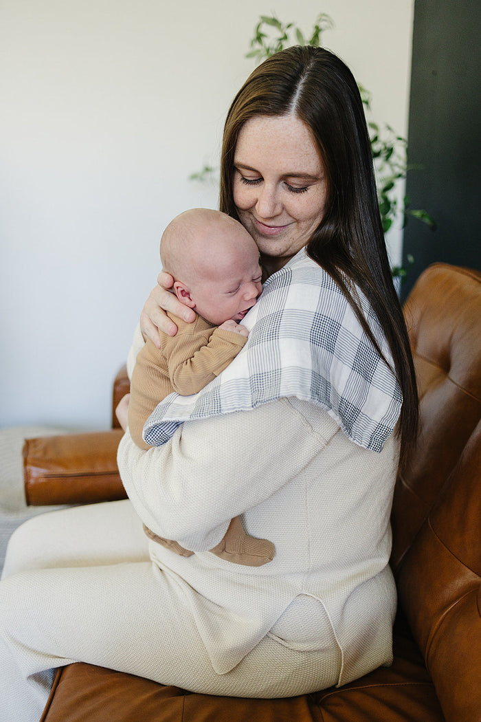 Coastal Plaid Muslin Burp Cloth