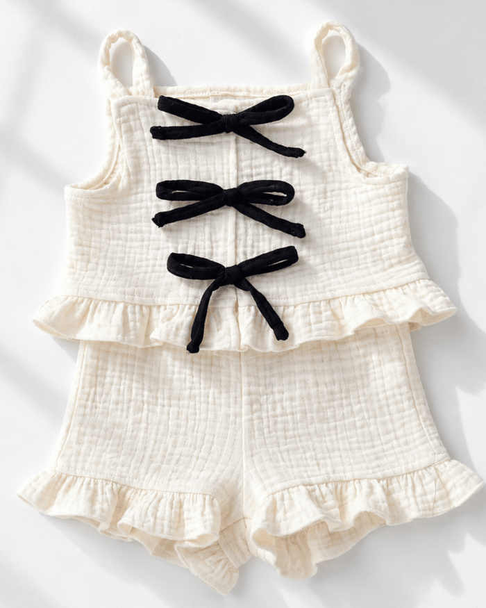 Colette Peplum Bow Front Two-Piece Set - Antique Cream