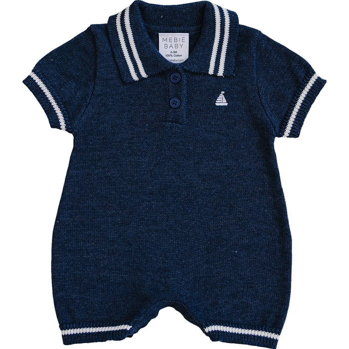 Collared Sailboat Knit Short Romper