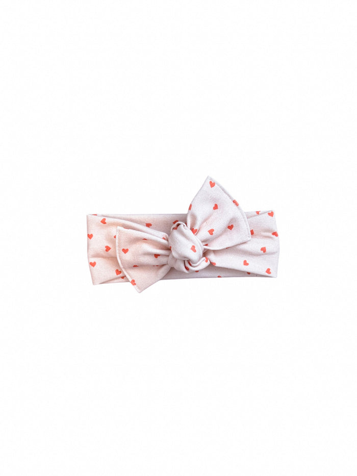 Ditsy Red Hearts Tie On Headwrap