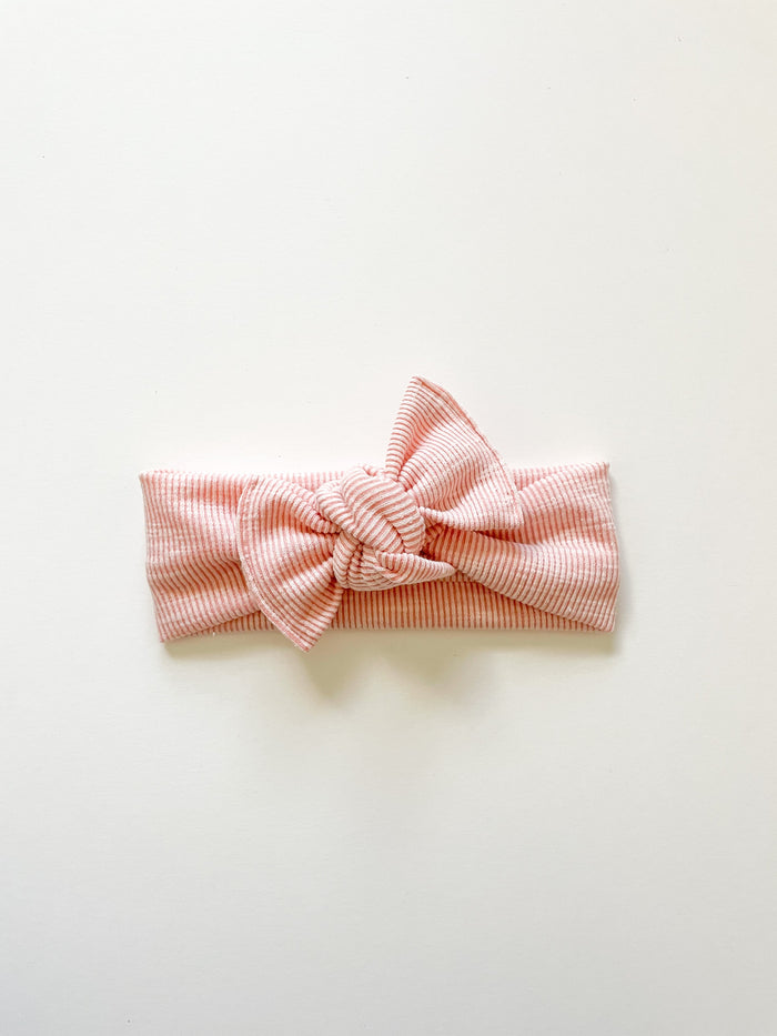 Dusty Rose Pink Ribbed Tie On Headwrap