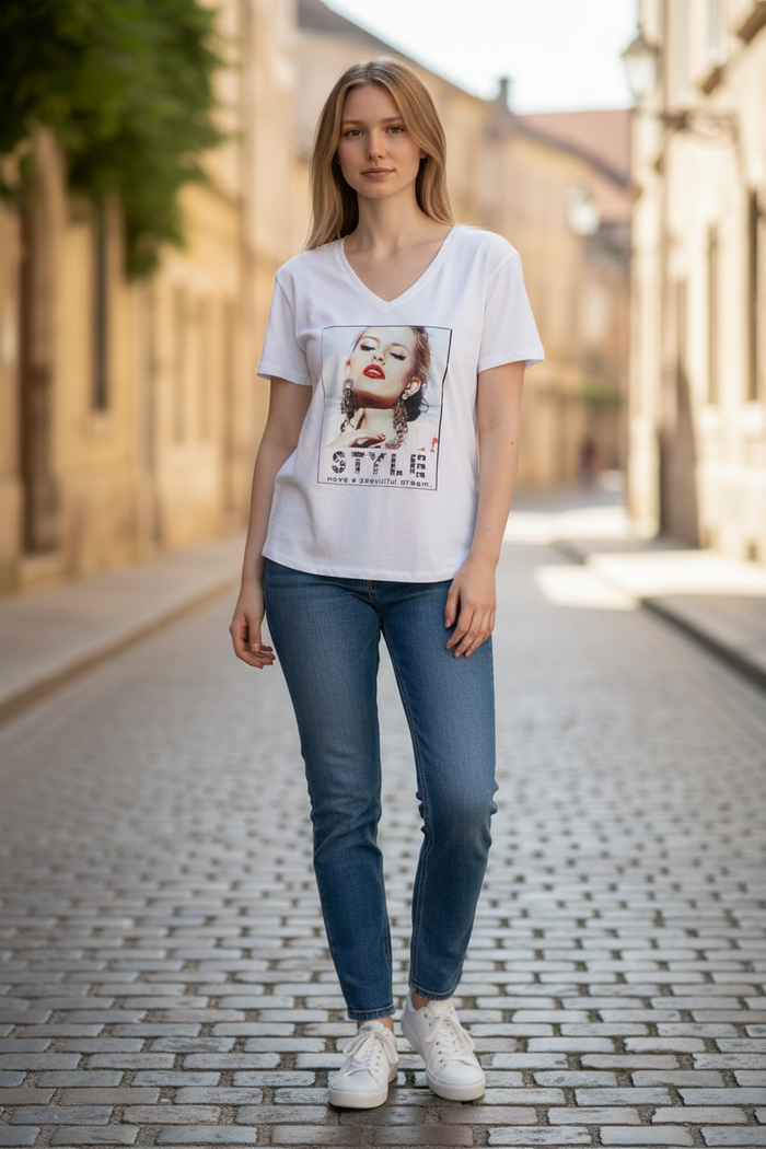 Fashion T-Shirt – Trendy Casual Short Sleeve Tee