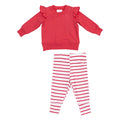 French Terry Sweatshirt and Leggings - Stripe Vintage Red