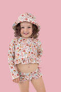 FUN IN THE SUN DREAM TWO-PIECE RASH GUARD RUFFLE SWIM SUIT