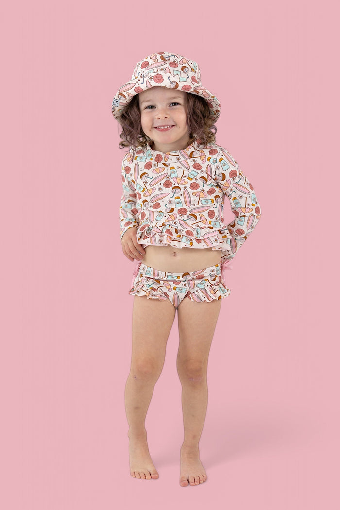 FUN IN THE SUN DREAM TWO-PIECE RASH GUARD RUFFLE SWIM SUIT