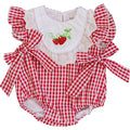 Gingham Strawberry Bubble Romper