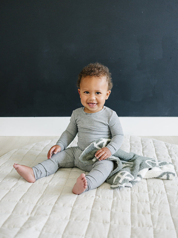 Heather Grey Ribbed Bamboo Cozy Set