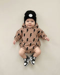 Hooded Bubble Romper  | Mocha Bolts