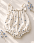 Ivy Flutter Sleeve Bubble Romper - Blue Patina
