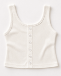 Josie Button Front Ribbed Tank - Crisp White