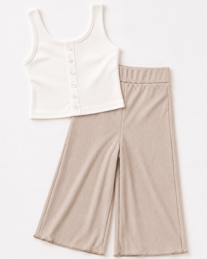 Josie Button Front Ribbed Tank - Crisp White
