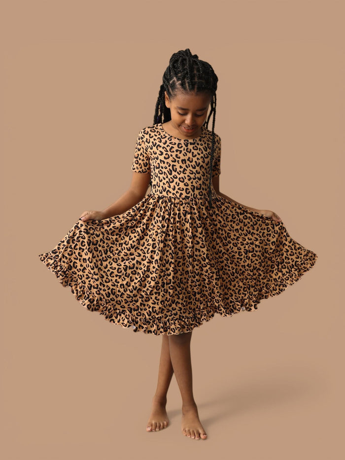 LEOPARD DREAM RUFFLE DRESS