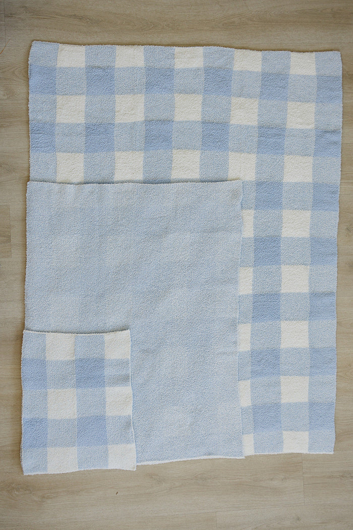 Light Blue Plaid Plush Blanket
