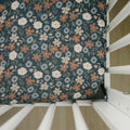 Midnight Floral Muslin Crib Sheet