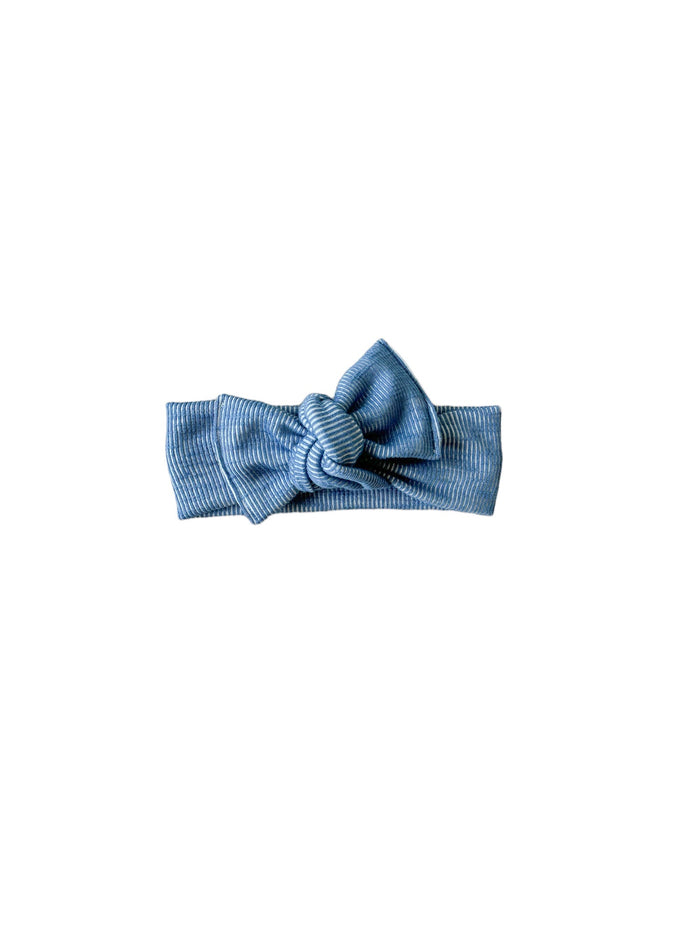 Navy Blue Ribbed Tie on Headwrap
