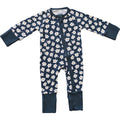 Navy Daisy Ribbed Bamboo Zipper