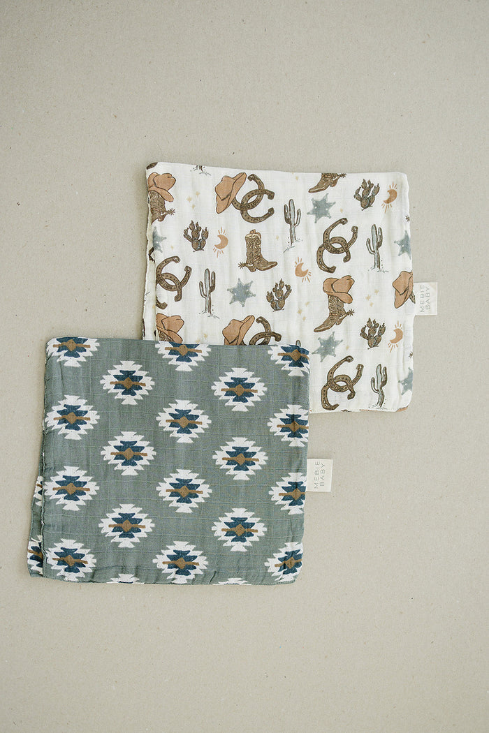 Outlaw Cowboy Muslin Burp Cloth