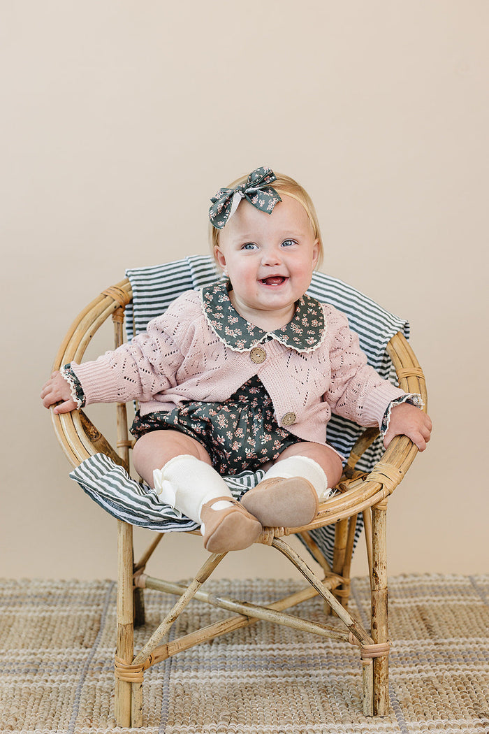 Pink Pointelle Button Down Cardigan