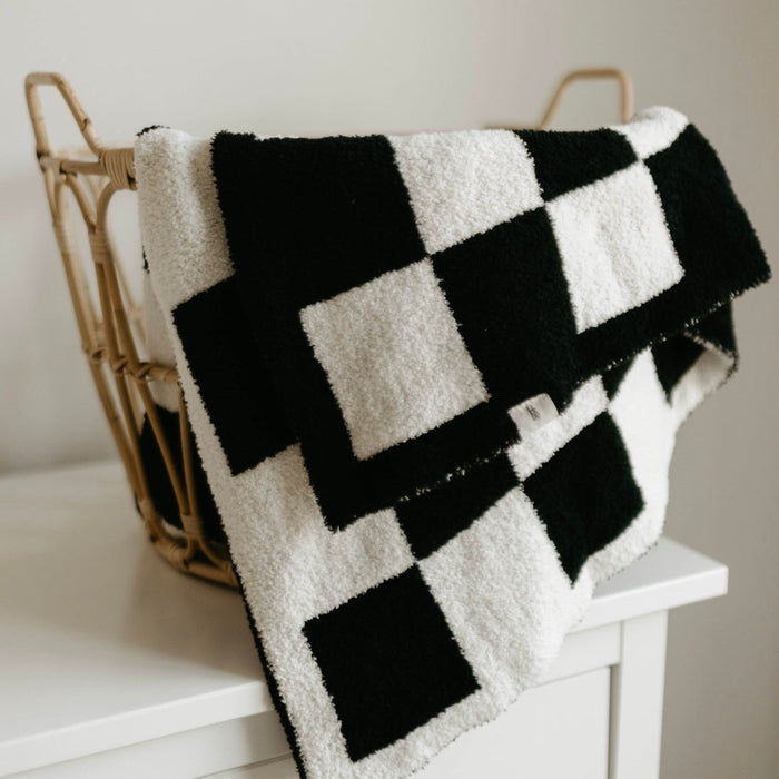 Plush Blanket  | Black & White Checkerboard
