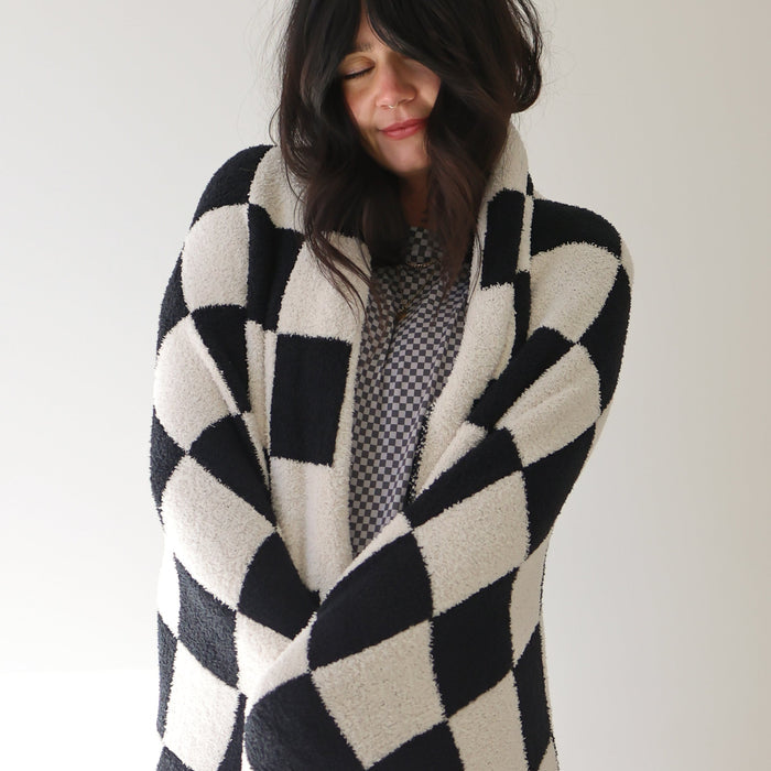 Plush Blanket  | Black & White Checkerboard