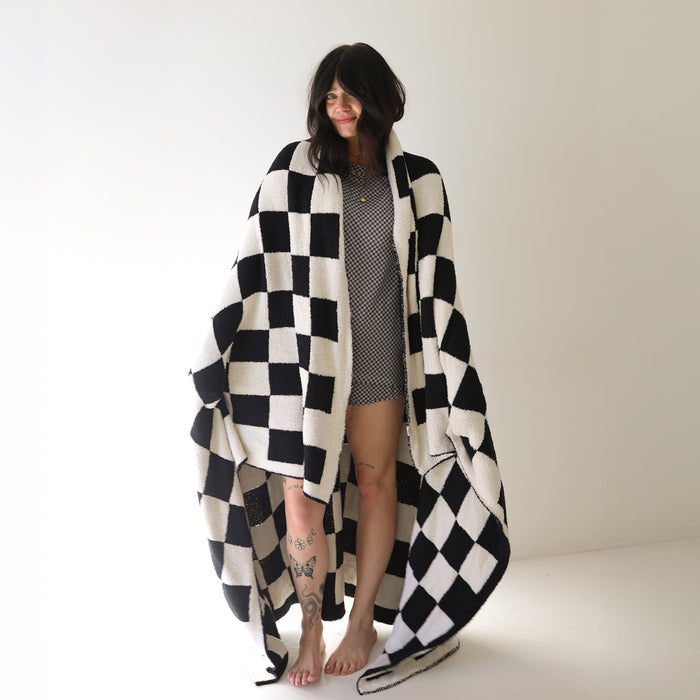 Plush Blanket  | Black & White Checkerboard