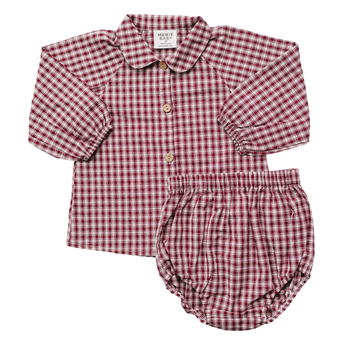 Red Gingham Peter Pan Collar Bloomer Set