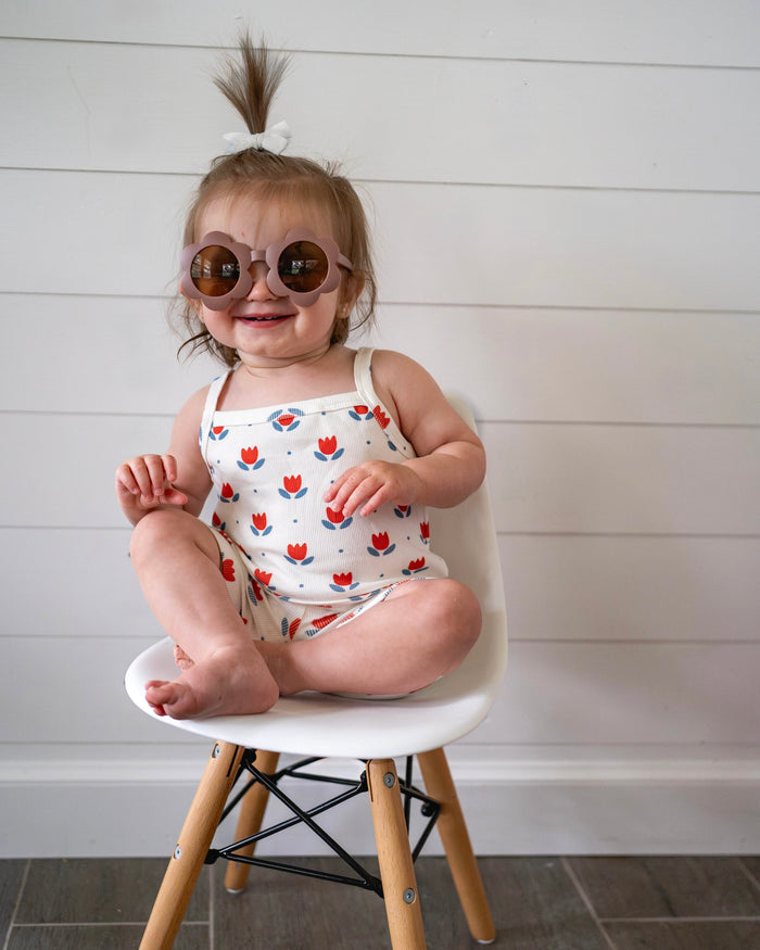 Red White & Blue Tulip Ribbed Bamboo 2pc Tank Set
