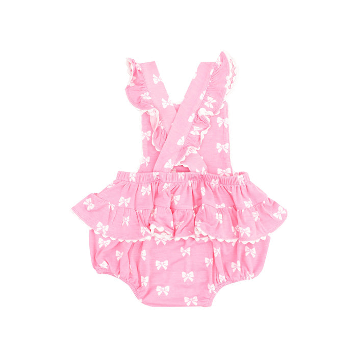 Ric-Rac Ruffle Sunsuit - Pink Bows