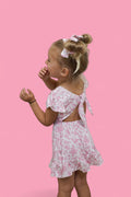 ROSEWOOD TOILE DREAM TIE BACK RUFFLE DRESS