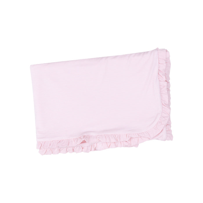 Ruffle Receiving Blanket - Stripe Classic Pink